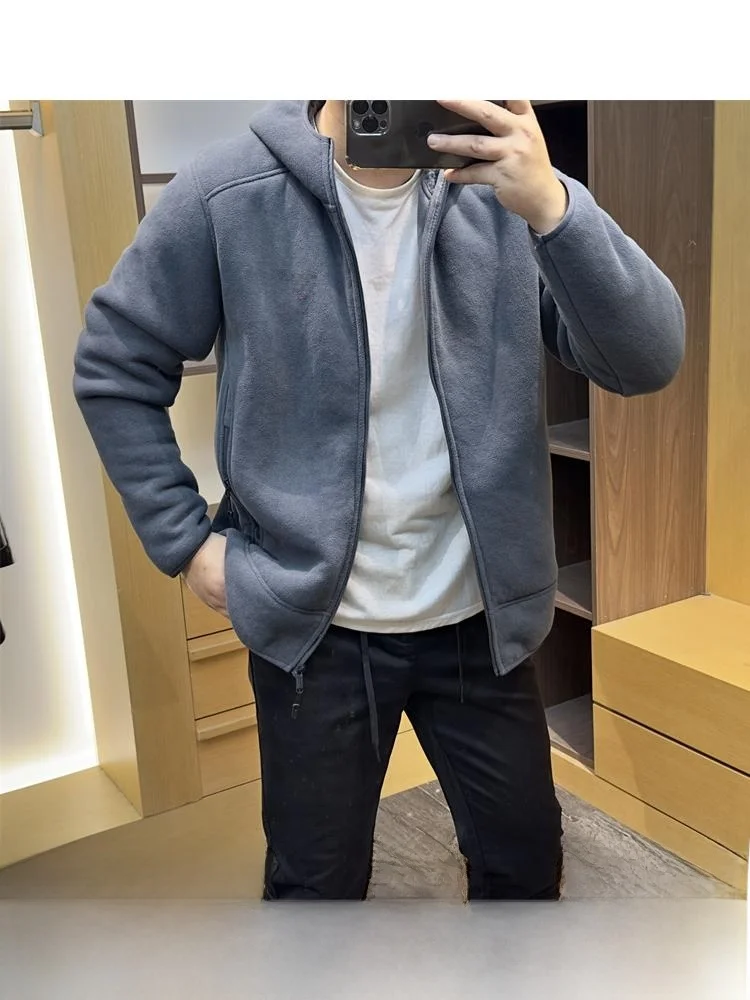 

Thiened двустороннее пальто Fce для улицы, пальто с капюшоном для пар, теплое хранение, длинная подставка для отдыха на открытом воздухе, подходит для куртки