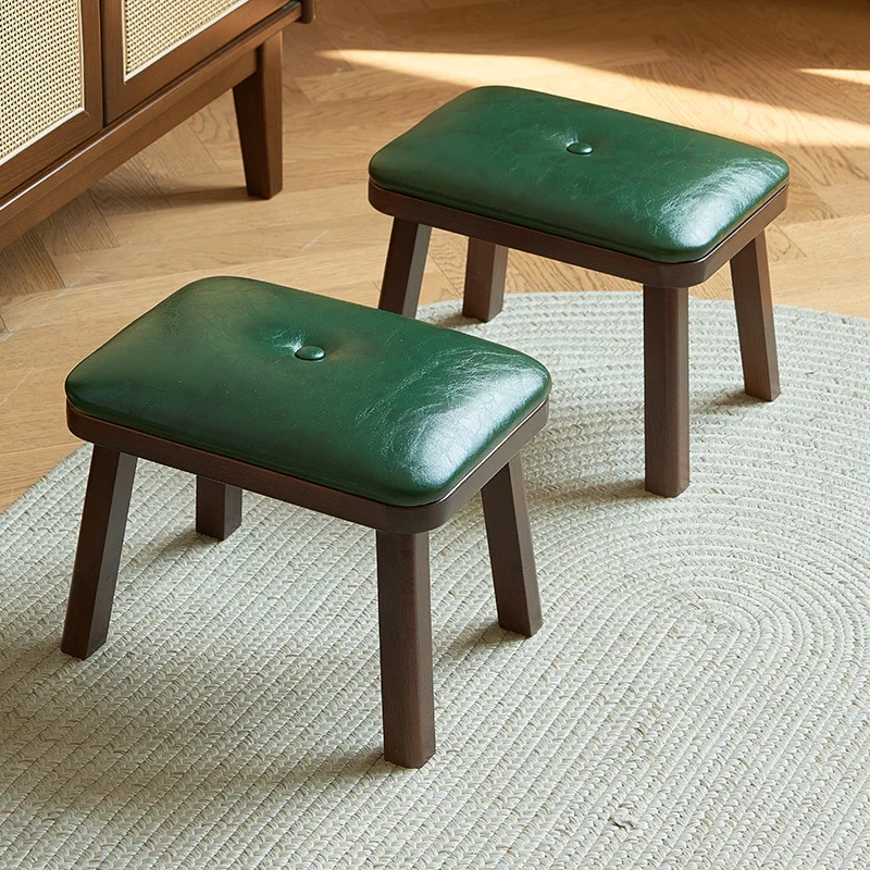 

Jade stool solid wood small stool household bench wooden stool sofa stool footstool soft bag rectangular low stool shoe