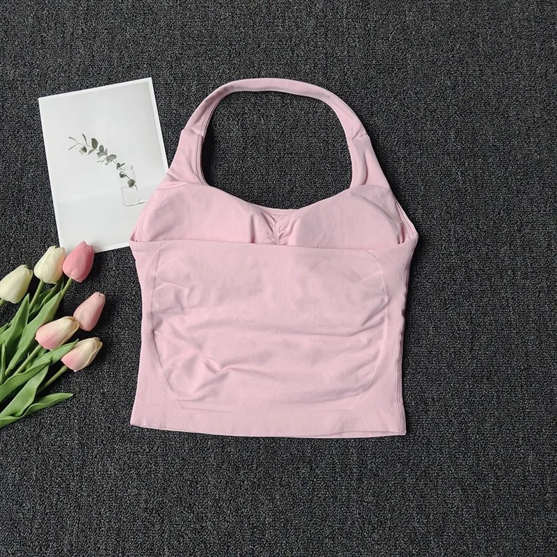 Nahtloses Damen-Neckholder-Top, Sportweste, Yoga-Top, Rückenfreies Fitness-Tanktop, Lauf-Top, Gym-BH, Workout-Fitnesskleidung – Detail 6