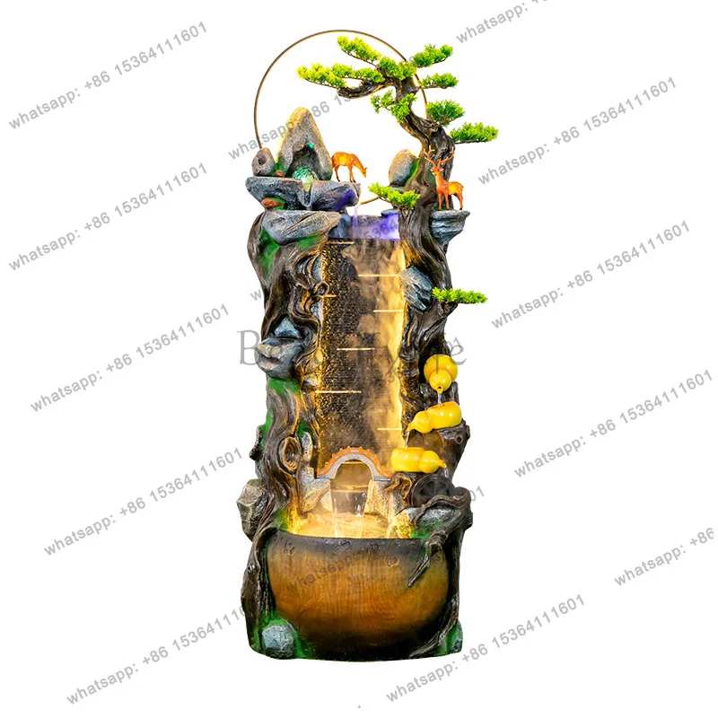 Rockery flowing water fountain circulating water lucky humidifier water curtain wall floor landscape