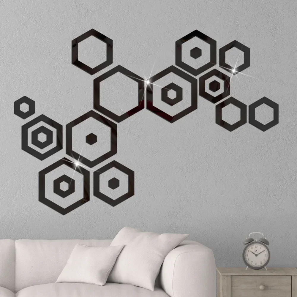 24pcs Hexagon 3D Mirror Wall Stickers Bedroom Creative Self adhesive Decoration Honey comb Waterproof Stickers Home decor