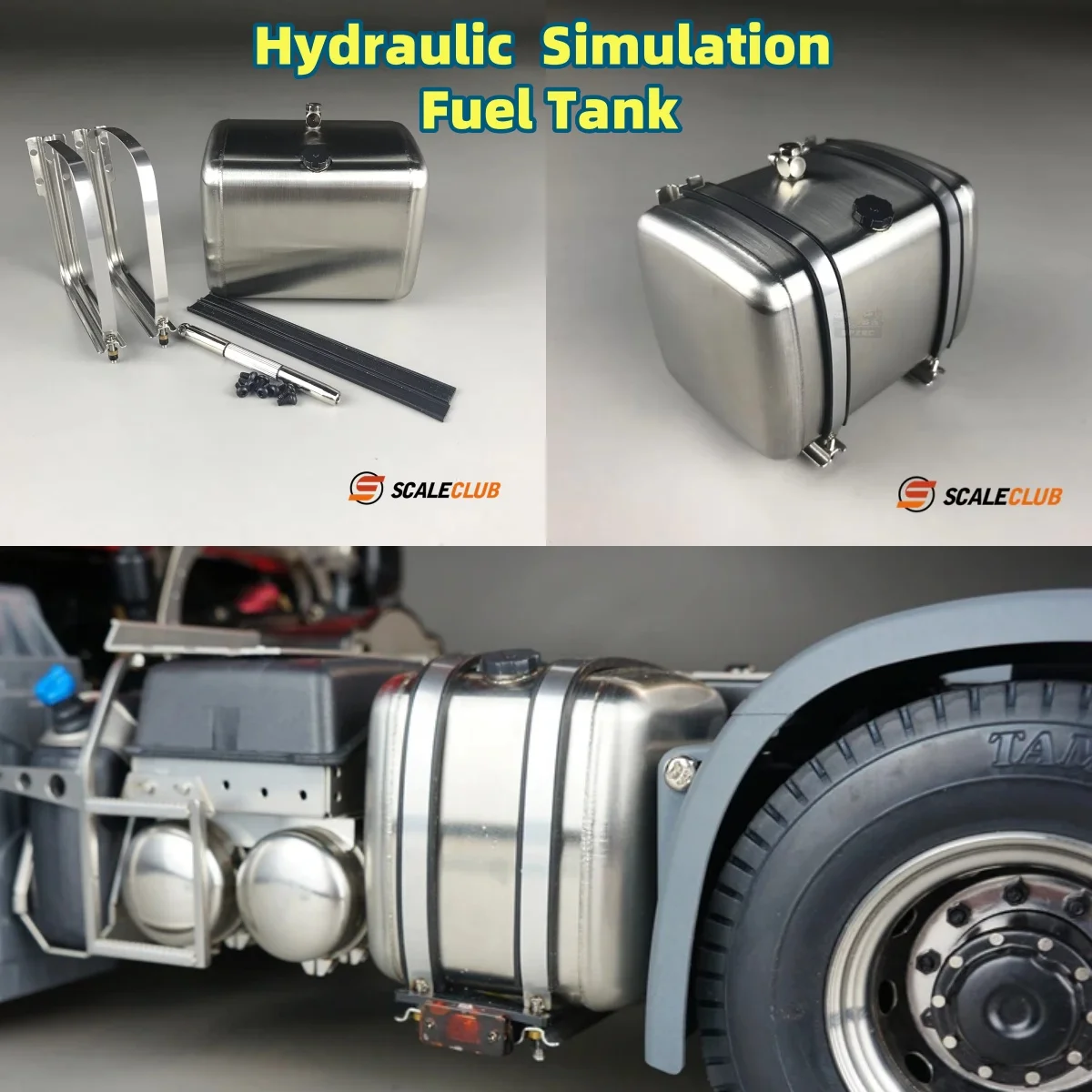 โมเดลถังน้ำมันไฮดรอลิกของเล่นจำลองสำหรับรถบรรทุก Tamiya RC SCANIA 770S VOLVO BENZ MAN TGX LESU ขนาด 1/14 ชิ้นส่วน DIY