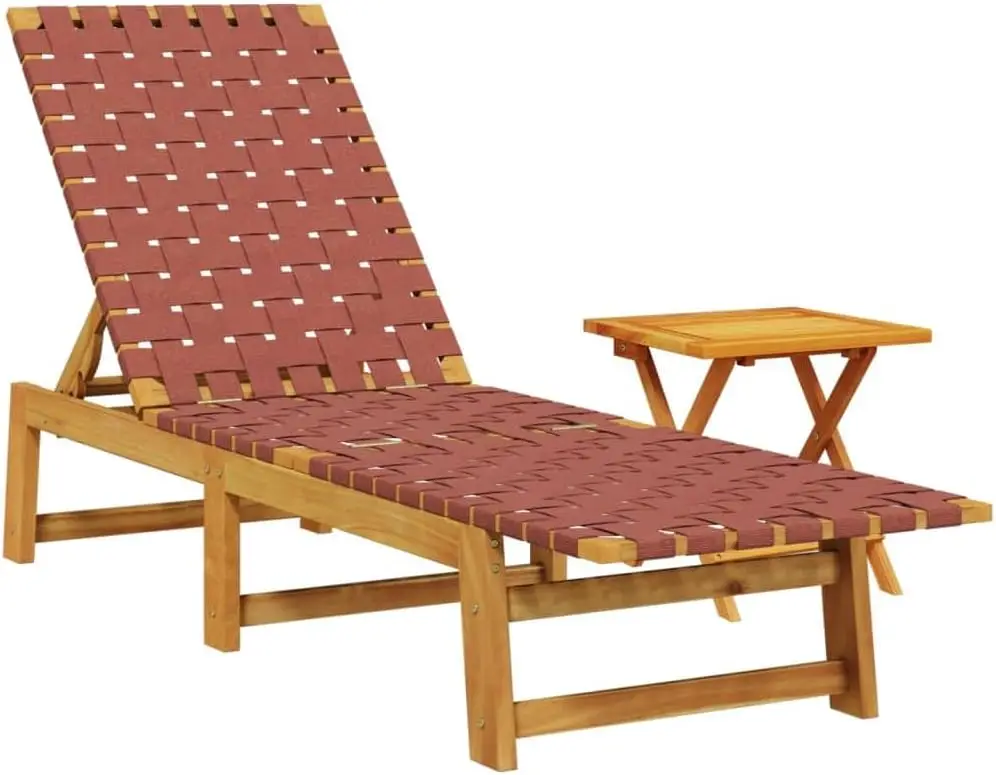 

Sun Lounger, Garden Lounger with Strap Design Table, Deck Chair for Pool, Patio, Garden, Relaxing Lounger, Garden Furnitu