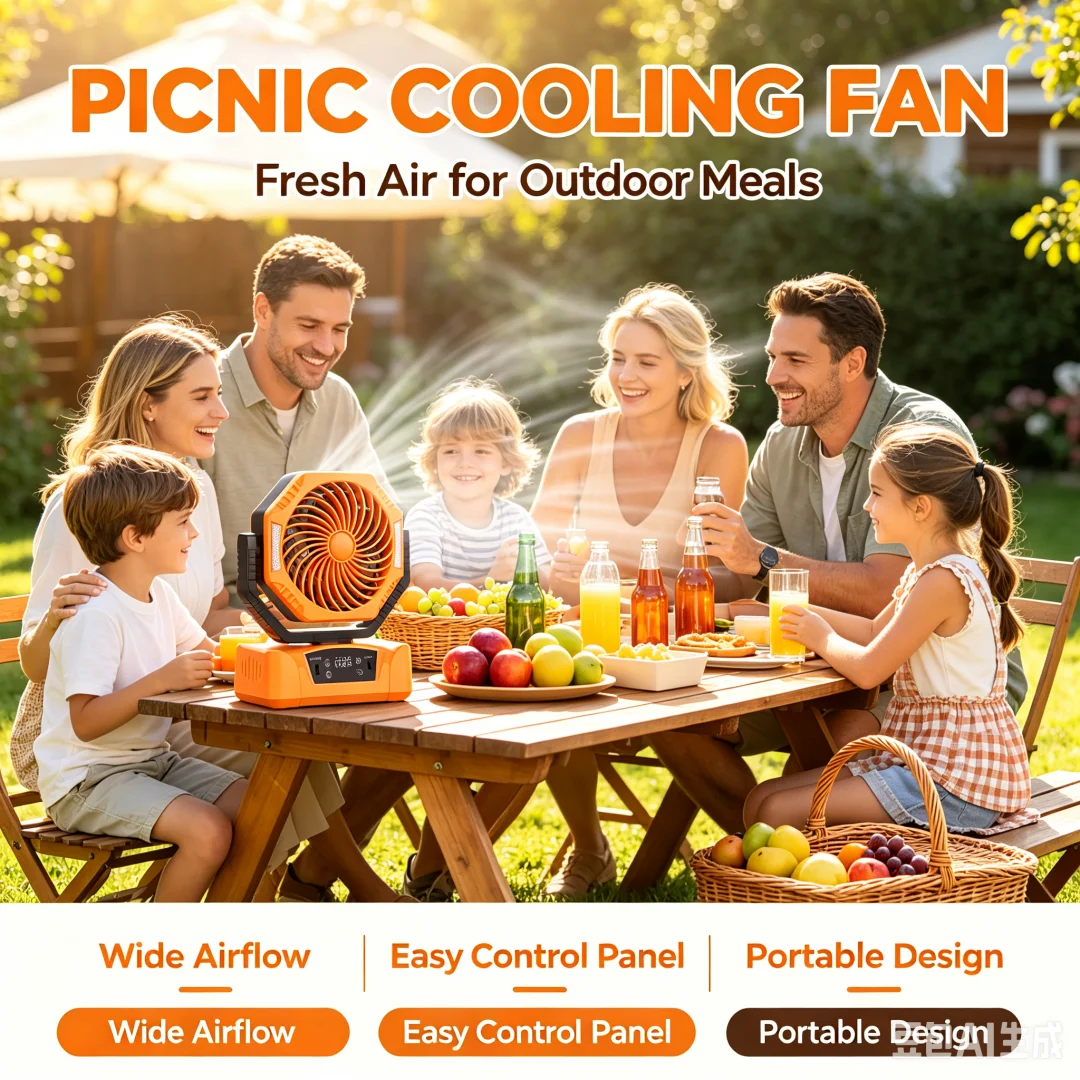 Camping Ceiling Fan 20000Mah Rechargeable Camping Circulator with Light and Remote Control Cool Air Circulation Camping Fan view 4