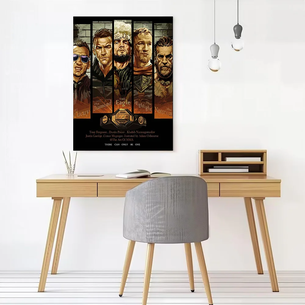 MMA Fighters Art: 'There Can Only Be One' Printed Canvas Poster Custom Pictures Wall Art Canvas Painting for Wand Deko Arts Home