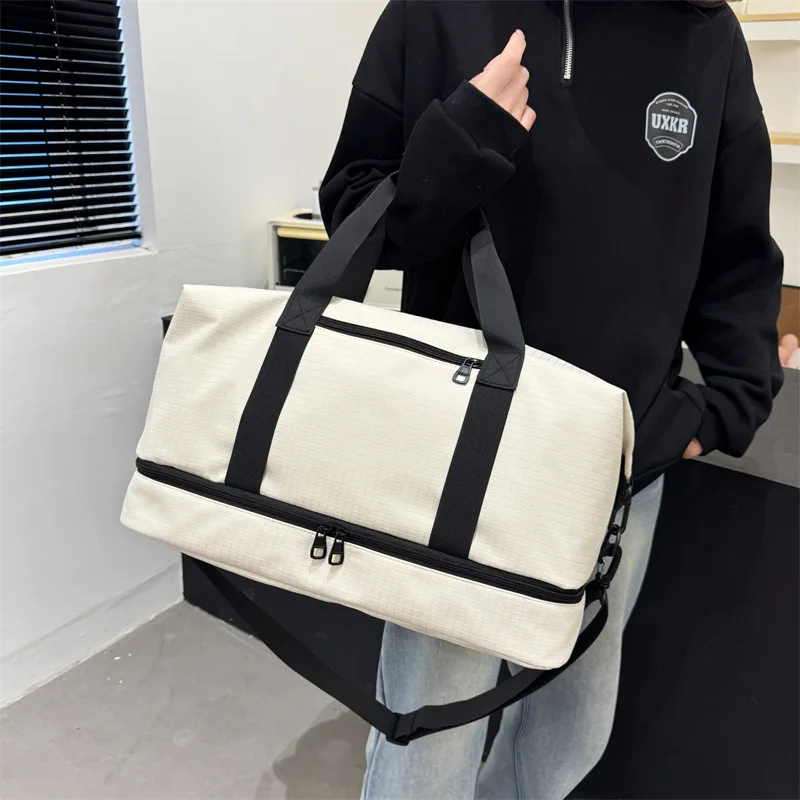 Large-capacity fitness bag wet-dry separation exercise training bag fashion slung business trip short-distance travel bag