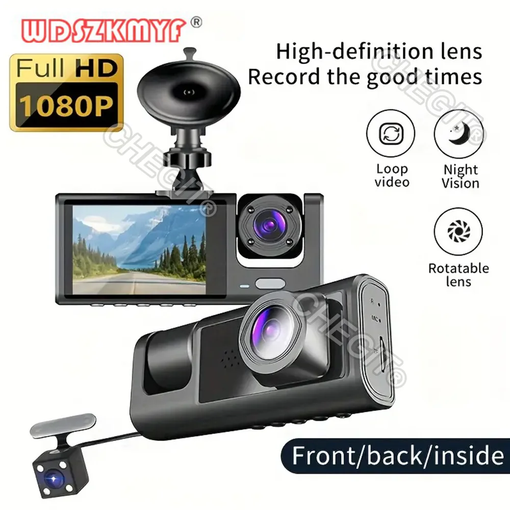 Cámara de salpicadero 2/3 con grabación en bucle de visión nocturna IR y pantalla IPS de 2 ", grabadora DVR 1080P, grabadora de vídeo, accesorios para coche camara grabación para coche，cámara trasera coche，dash cam