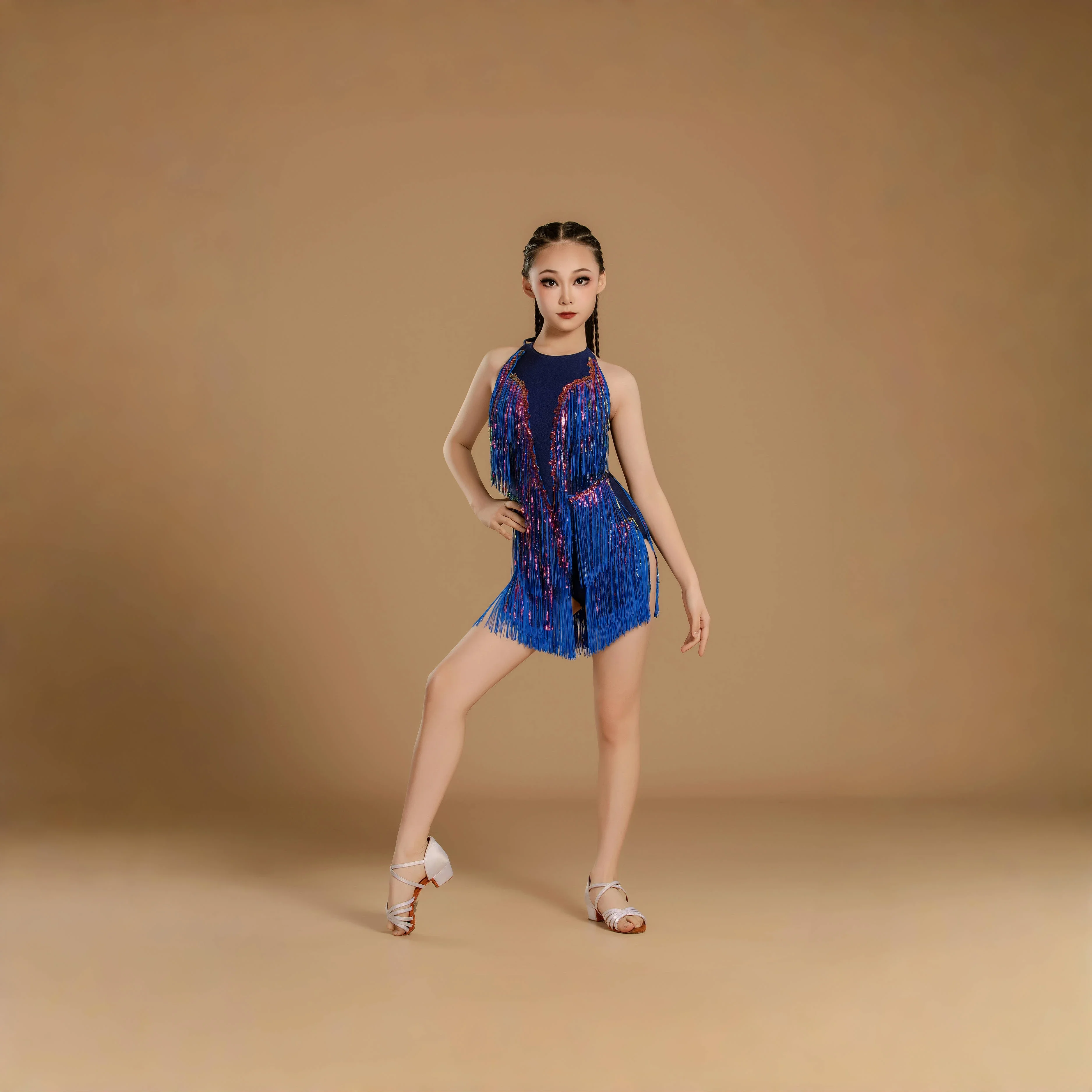 Ropa de baile latinoamericano de salón, falda con flecos y borlas, vestido para niña, chacha, samba, competición, flecos, práctica de baile