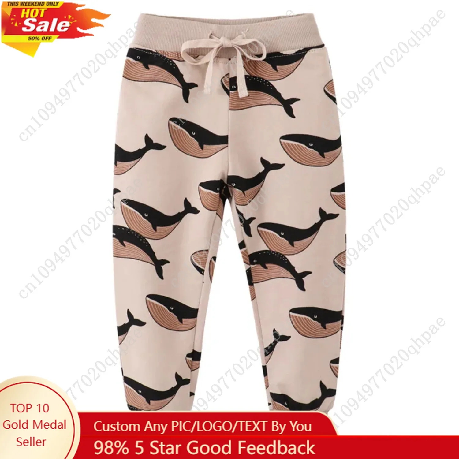 

Jumping Meters Children's Animals Print Boys Girls Sweatpants Autumn Spring Whale Baby Trousers Pants Sport Harm Kids Lose Pant