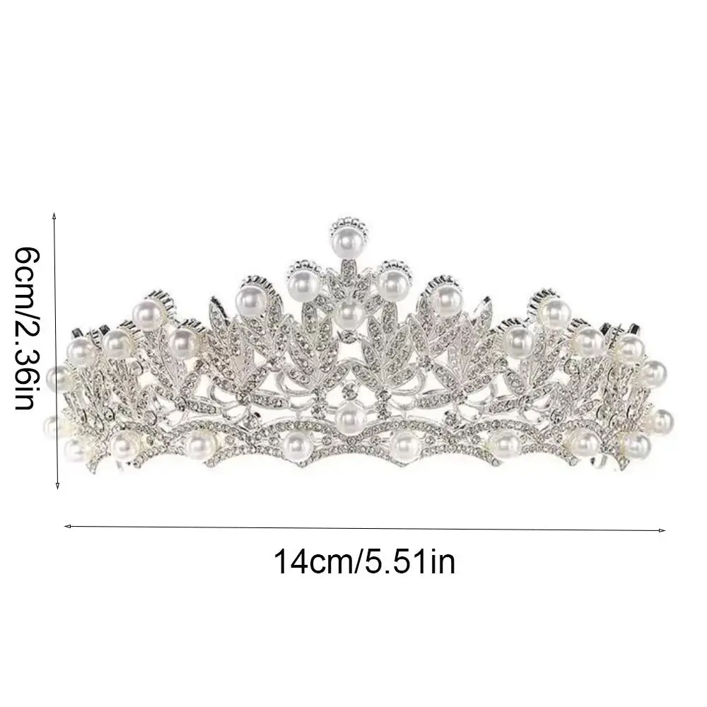 Elegante silberne Brautkrone, Fee, glänzender Strass-Tiara, Schmuck, goldene Perlen-Tiaras, Abschlussball
