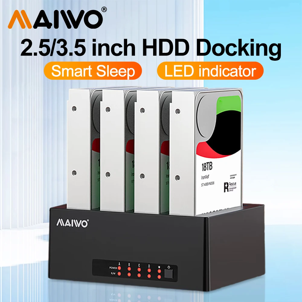 MAIWO Hard Drive Docking Station 4 bay SATA to USB 3.0 HDD Docking for 2.5/3.5 inch HDD/SSDStation External SATA Drive Box