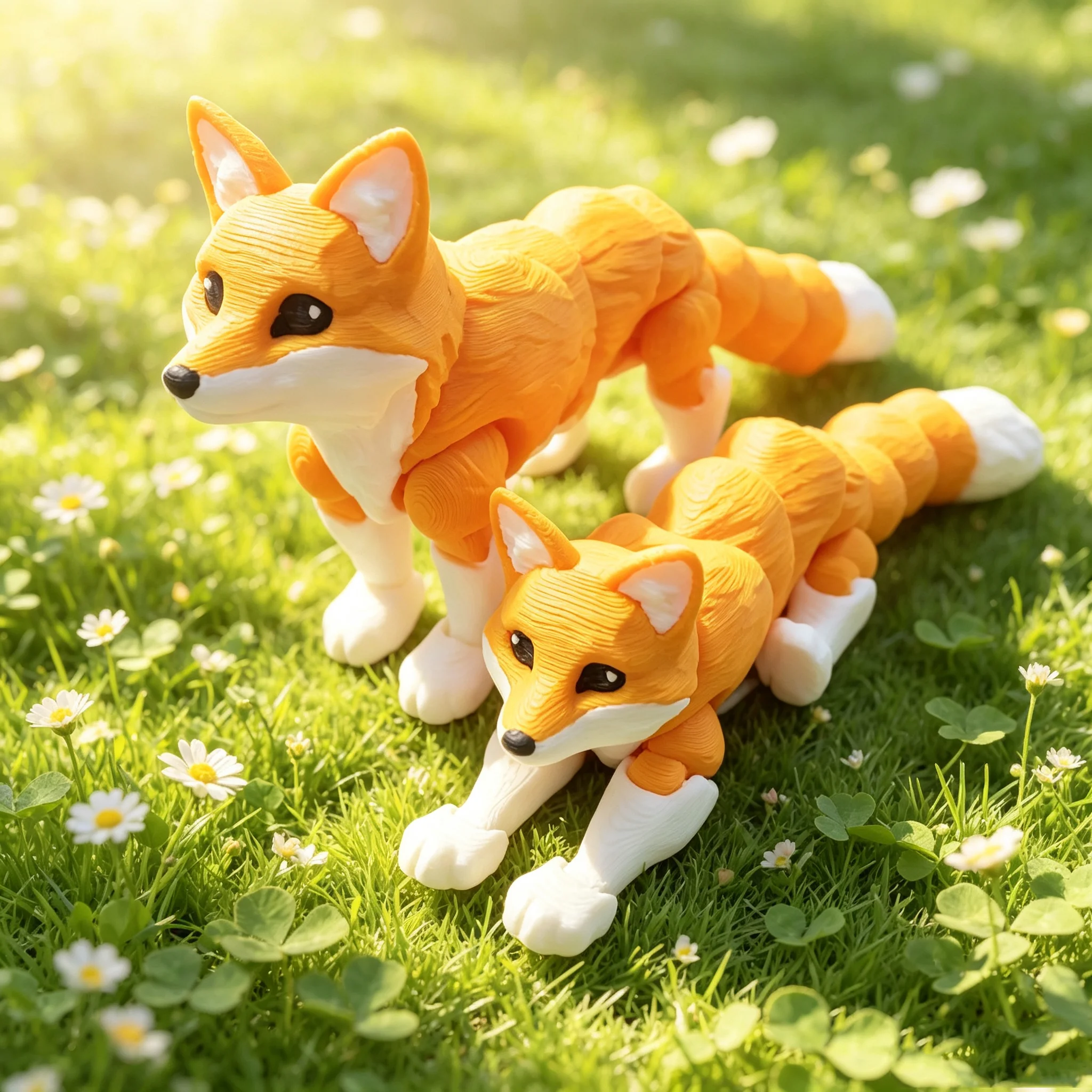 Articulated Fox Figurine,  Realistic 3D Printed Flexi Animal Cute Woodland Desk Pet Sensory Fidget Toy Gift