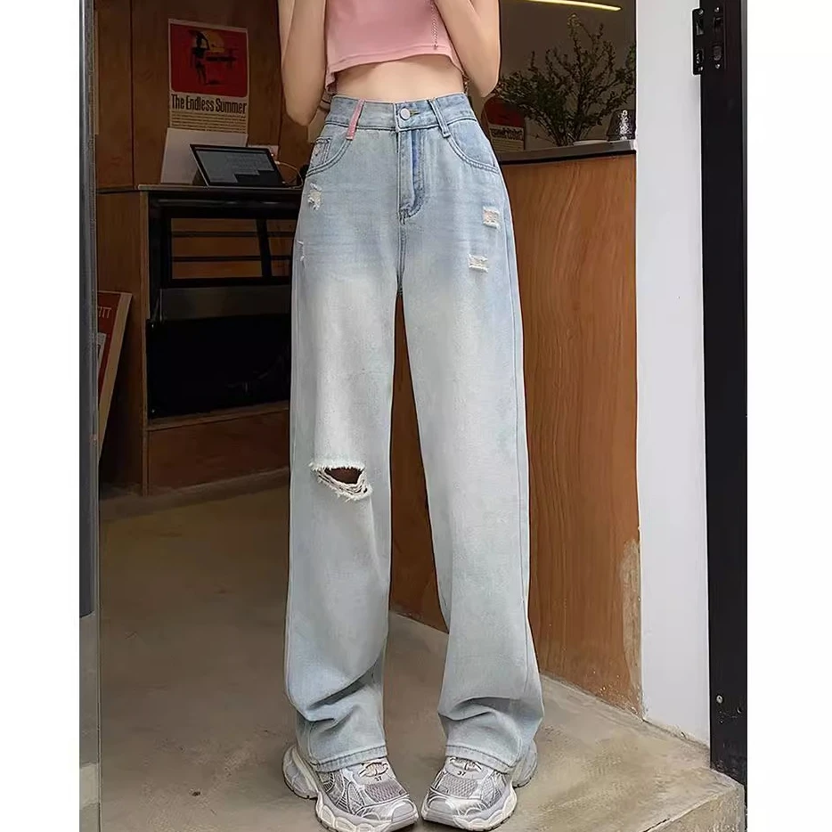 Baggy Jeans Woman High Waist Female Clothing  Vintage Clothes Newjeans Women's Pants Streetwear Straight Leg Jeans Denim