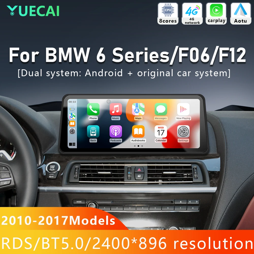 Suitable for BMW 6 Series F12 F13 CIC NBT Wireless BT Carplay Host Touch Screen Multimedia Player GPS Compatible with 6 Series