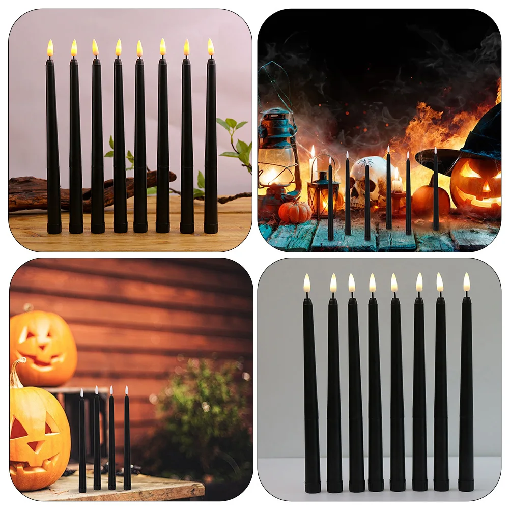 

2 Pcs White Glow Bright Candles Halloween Prop Creative LED Light Decor Haunted House Decoration Electric