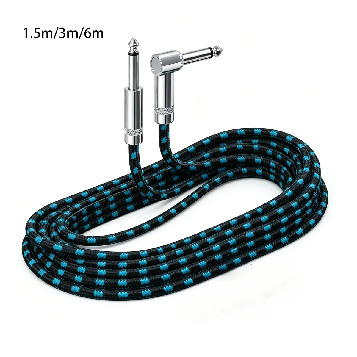 Miwayer Electric Instrument Mono Cable, 1.5/3/6m Straight Elbow Audio Line for Guitar Bass Amplifier Use