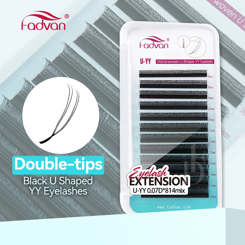 Extensiones de Pestañas FADVAN Forma U YY, 2D UU, Premium, Suaves, Naturales, en Racimos, Rizo C/D, Herramientas de Maquillaje 2
