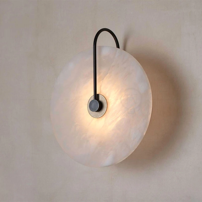 Nordic minimalist modern marble wall lamp tea circular restaurant living room bedroom bedside wall lamp marble wall lamp