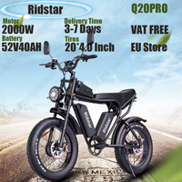 Ridstar Q20 Pro Electric Bicycle 2000W Dual Motor 52V40AH Hydraulic Brake Electric Bike 20*4.0 inch Fat Tire Mountain Motorcycle