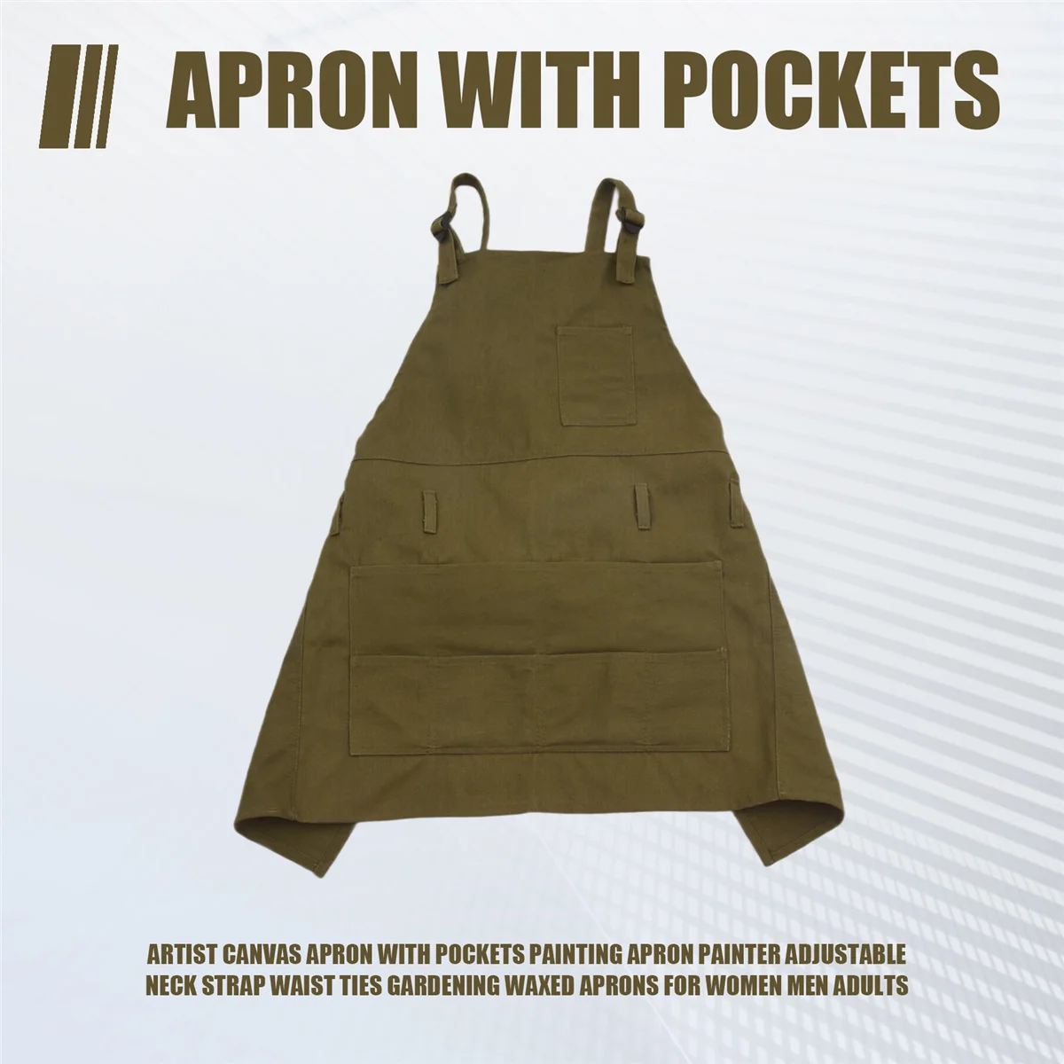 A79I фартук с карманами, фартук для рисования, регулируемый шейный ремень, завязки на талии, садовые вощеные фартуки для женщин, мужчин, взрослых