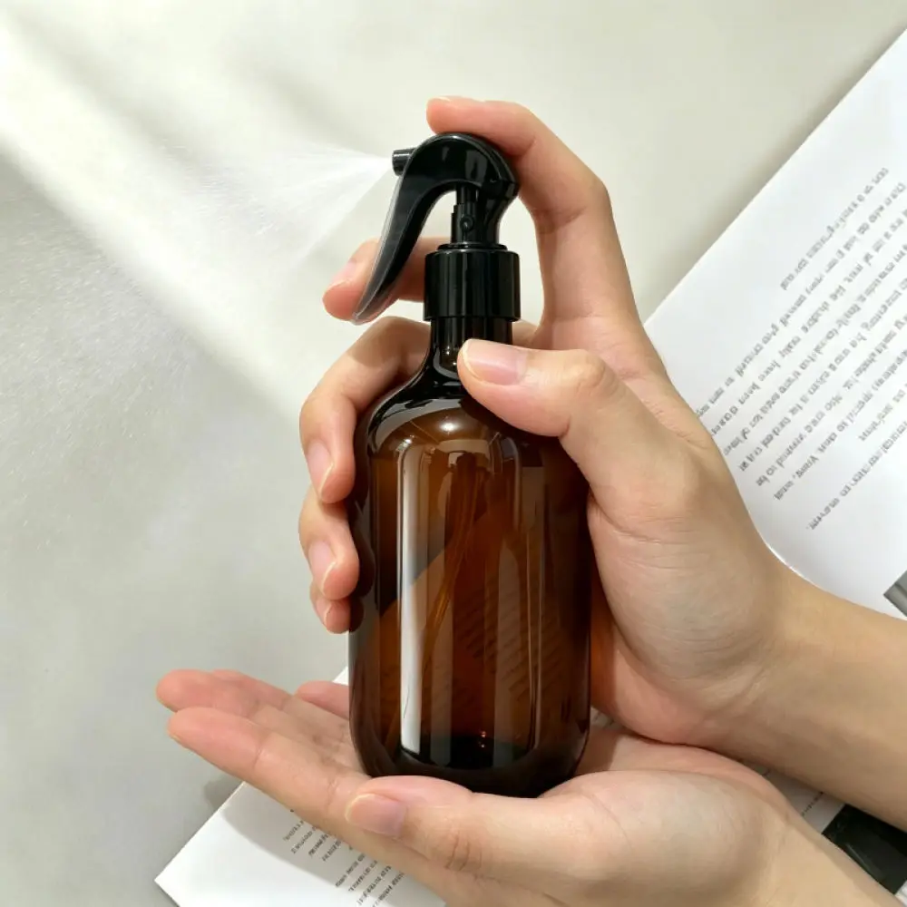 500ml Brown Boston PET Spray Bottle Portable Fine Mist Pump Refillable Toner Essential Oil Lotion Dispensing Jar
