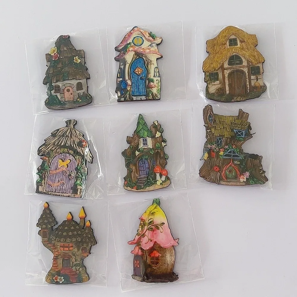 Fashion Wooden Dollhouse Miniature Fairy Elf Door Colorful 10cm Fairy Door Yard Art Sculpture Fairy Tale Ornament Dollhouse