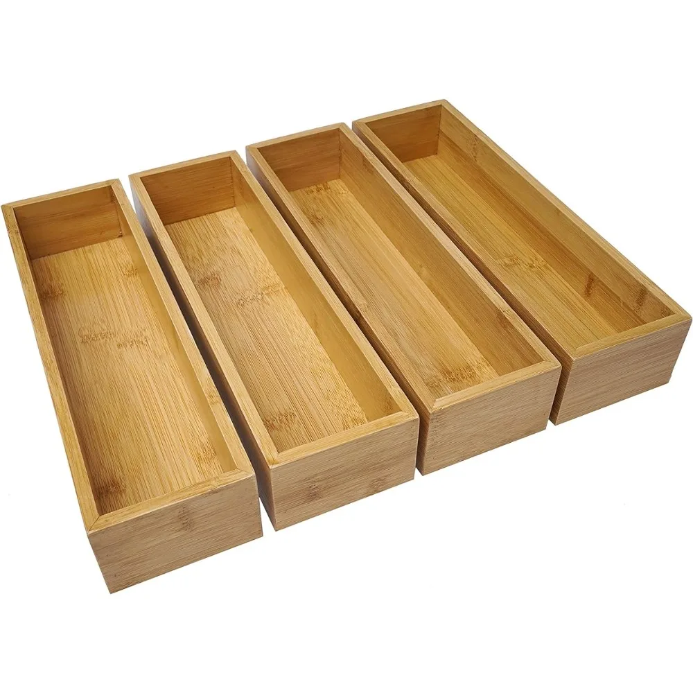 

Aviboo Cabinet Drawer Organizer Storage Tray Box Dividers Set Made Bamboo Wood, Multipurpose Holder Craft, Sewing, Office