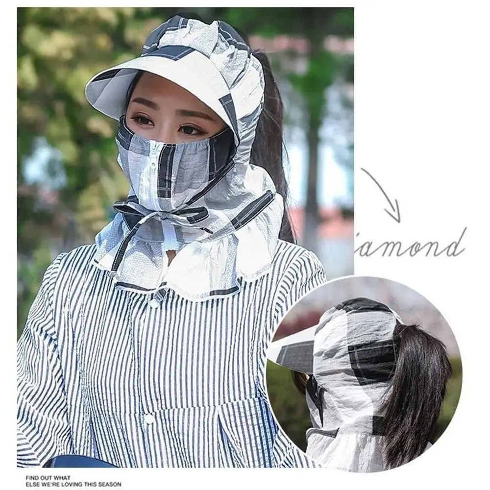 قبعة شمس كاجوال بحافة واسعة مضادة للأشعة فوق البنفسجية قابلة للتنفس مع قناع لحماية الرقبة، قبعة واقية من الشمس في الهواء الطلق