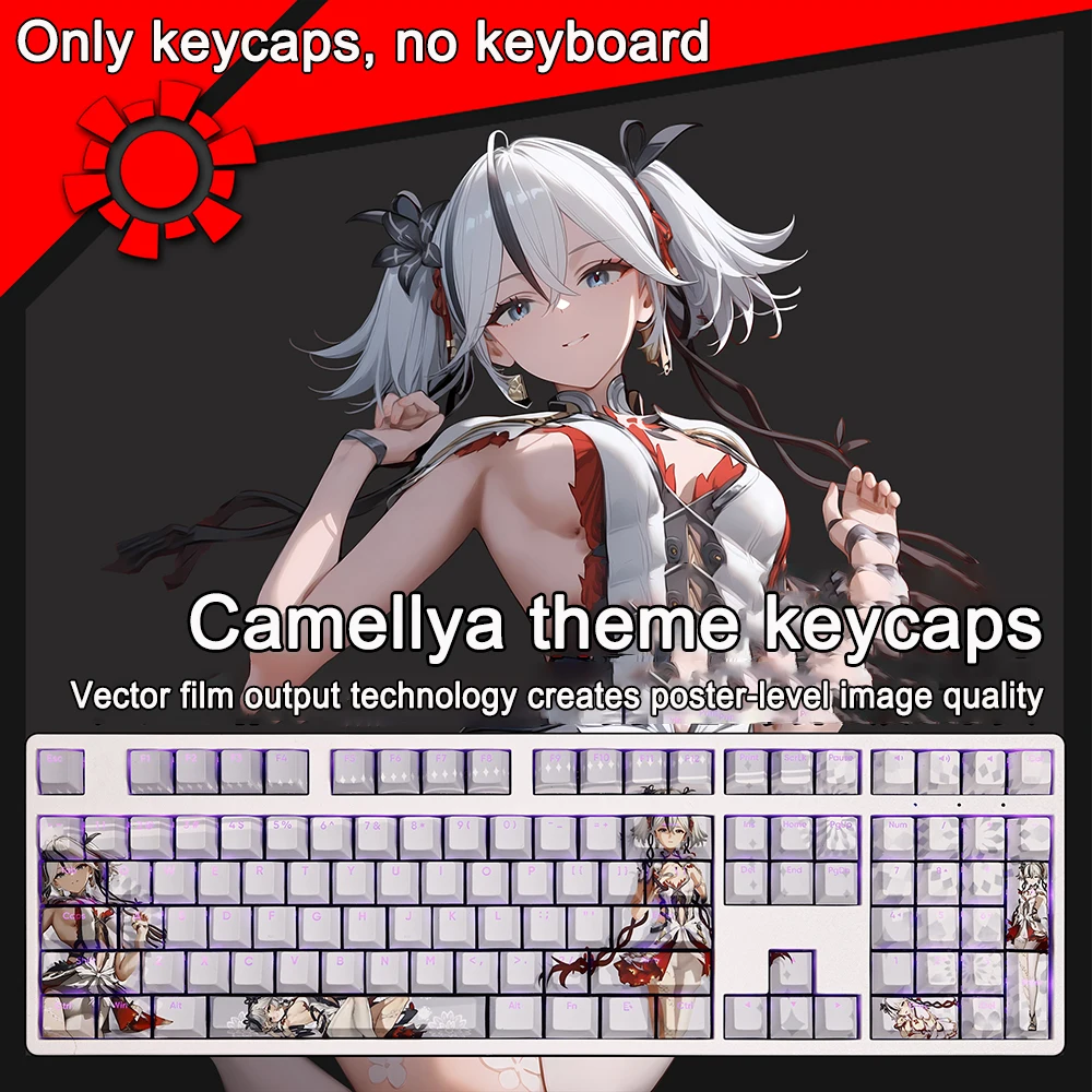 

108 Keys Wuthering Waves Keycap Encore Keycap PBT Dye Subbed Cherry Backlit Keycaps Anime Key Caps For ANSI 61 87 104 108 Layout