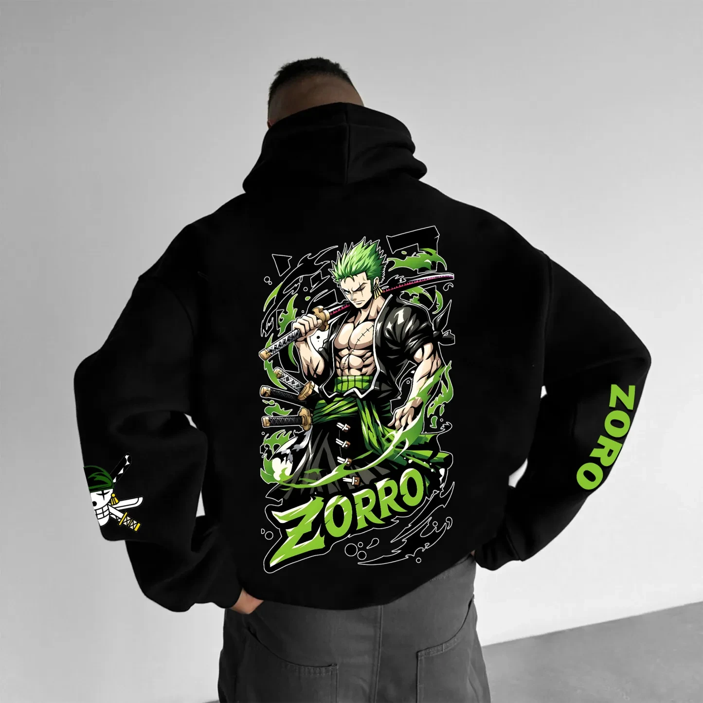 

Zoro аниме Harajuku ONE PIECE уличная толстовка мужской хлопковый осенне-зимний свитер с капюшоном большого размера женский с длинными рукавами унисекс
