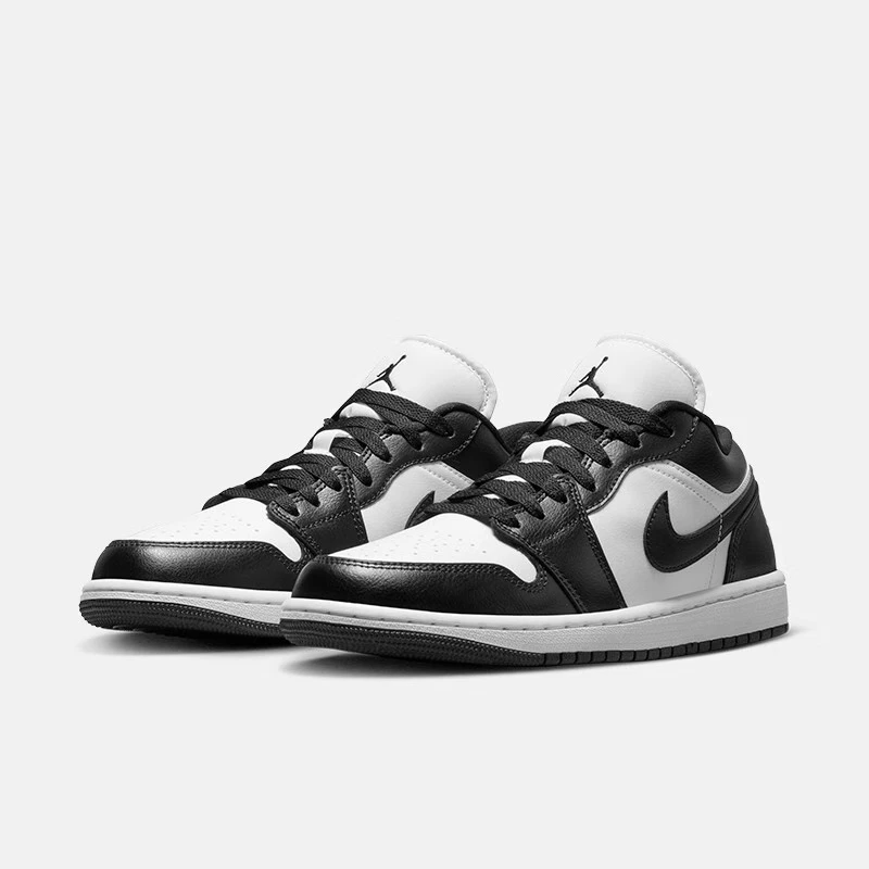 Jordan Air Jordan 1 "Panda" kulit trendi Retro, Bask Retro potongan rendah ringan tahan aus antiselip cantik detail trendi