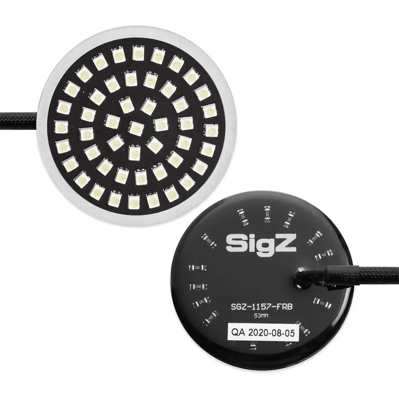 

Rogue Rider Industries Sigz Black Label Front LED Turn Signals with White Running Lights (1157) compatible with Davidson