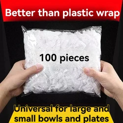 100 Disposable Cling Film Covers for Household Fresh-Keeping Bags with Elastic Fresh-Keeping Bowl Leftover Shower Cap Style