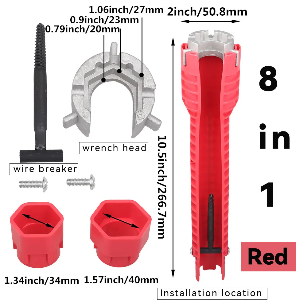 8in1/5in1 Sink Faucet Wrench Repair Tool Non-slip Kitchen Bathroom Faucet Assembly Key Plumbing Installation Wrench