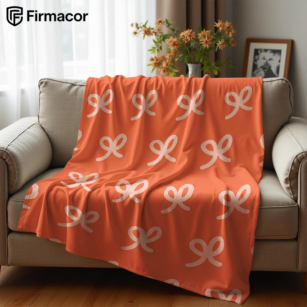 OrangeLight Pink Bow Ultra Soft Sherpa Fleece Blanket Fluffy Warm Halloween Cozy Throw for Sofa Couch Bedroom Gift All season