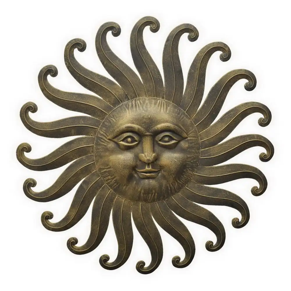 Outdoor Bronze Casting Sun Wall Sculpture Metal Sunflower Garden Decoration