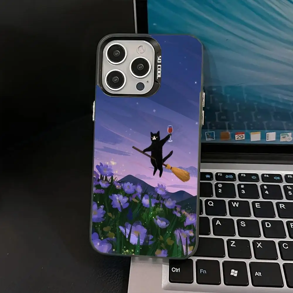 

Black cat case for iPhone17 16 15 14 13 12 11 Pro/ Max/Plus shock-proof rear cover anti-fingerprint