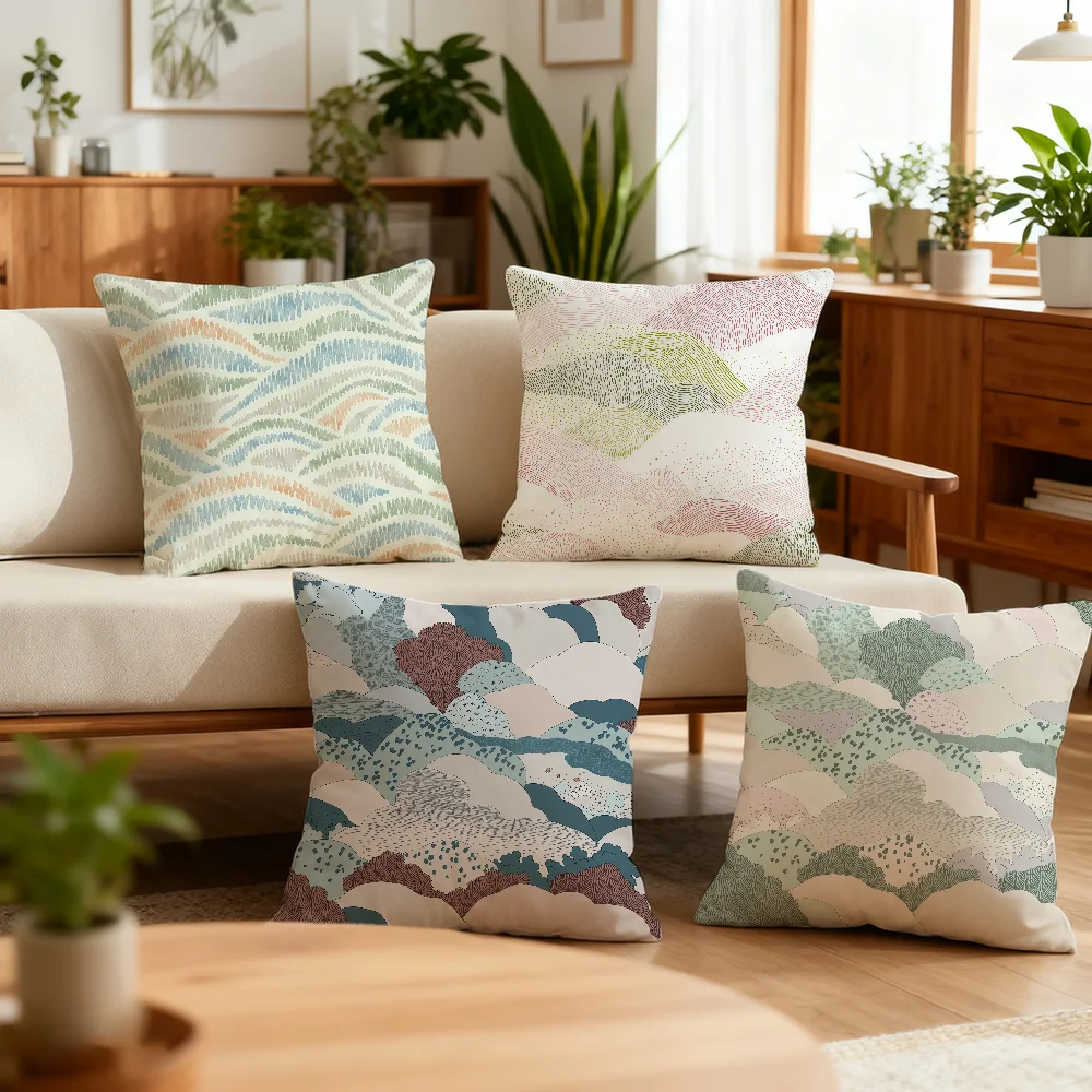 Pastel Meadow Luxury Cushion Cover Bedroom Sofa Decorative Home Car Portable Cushion Cover With Zipper Soft Pillowcase