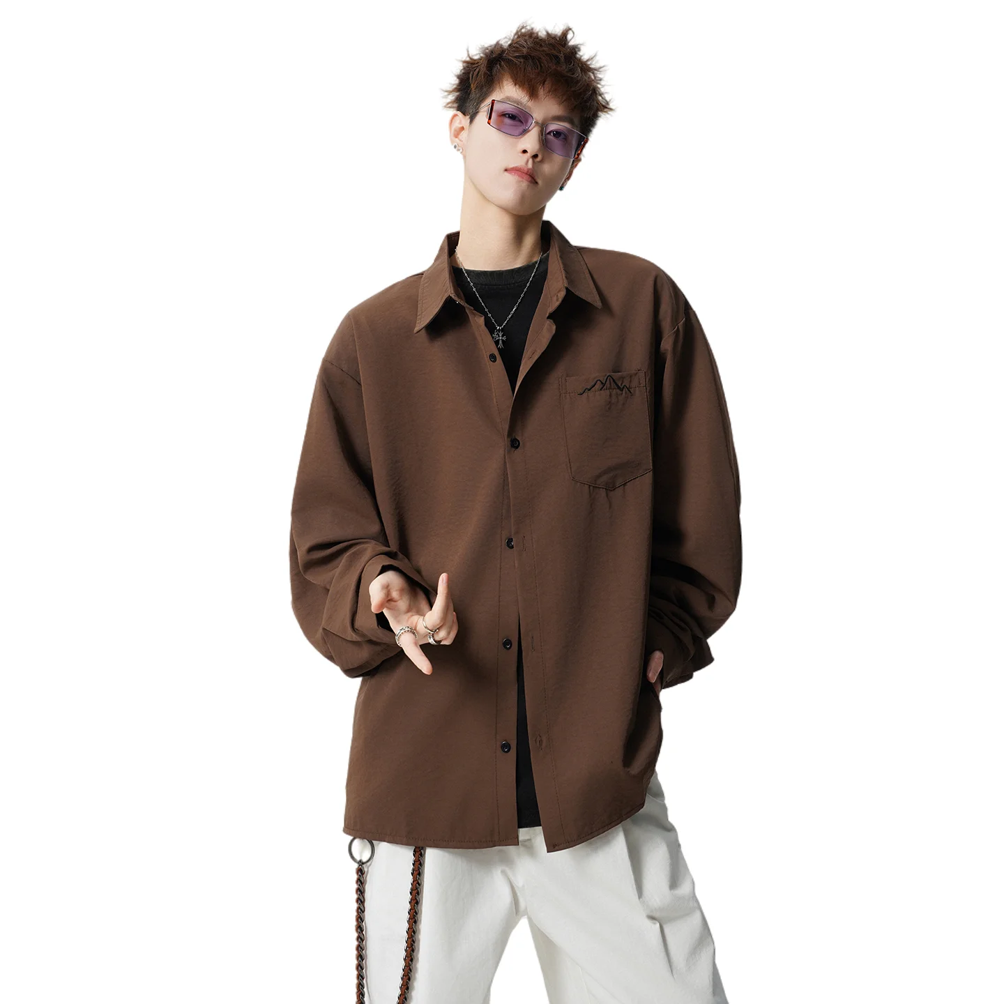 

Men's Long Sleeve Shirt Summer Fashion Lightweight Thin Solid Color Ice Silk Fabric Casual Top Daily Commuter Simple Versatile