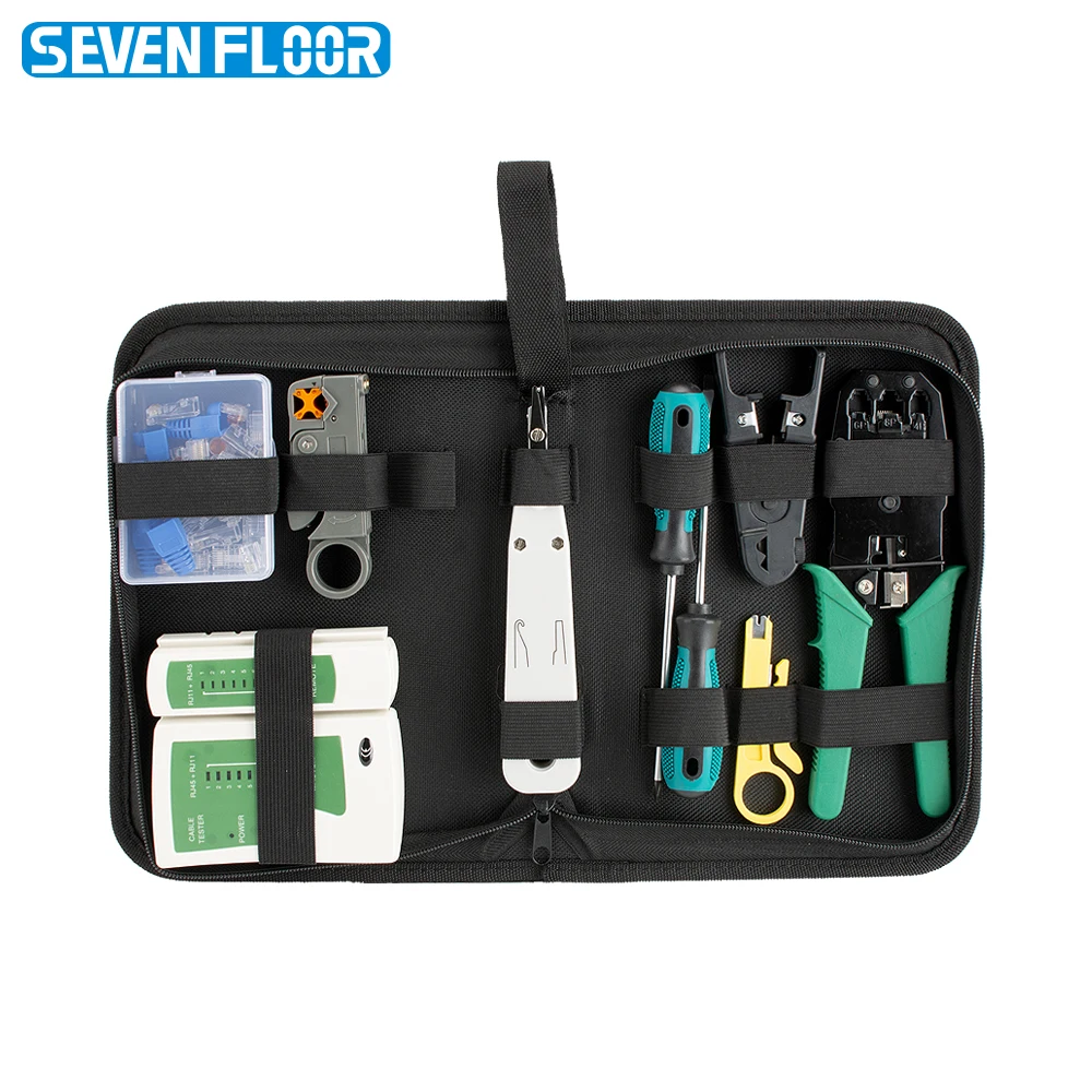 Kit d'outils de réparation de câbles réseau RJ45, pince à sertir, testeur de câbles, coupe-câbles, tournevis pour câbles RJ11 RJ12 Cat5 Cat6 LAN