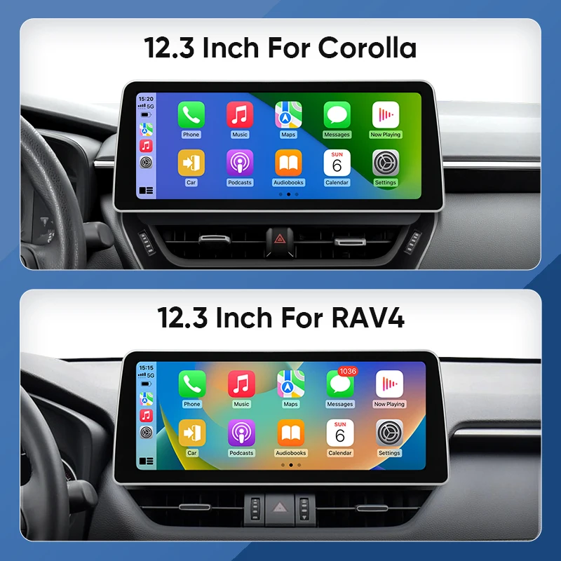 Ainavi 12.3\'\' Android Auto Multimedia Video Player For Toyota Corolla RAV4 Rav 4 2019-2023 Car Radio CarPlay GPS Navigation DSP