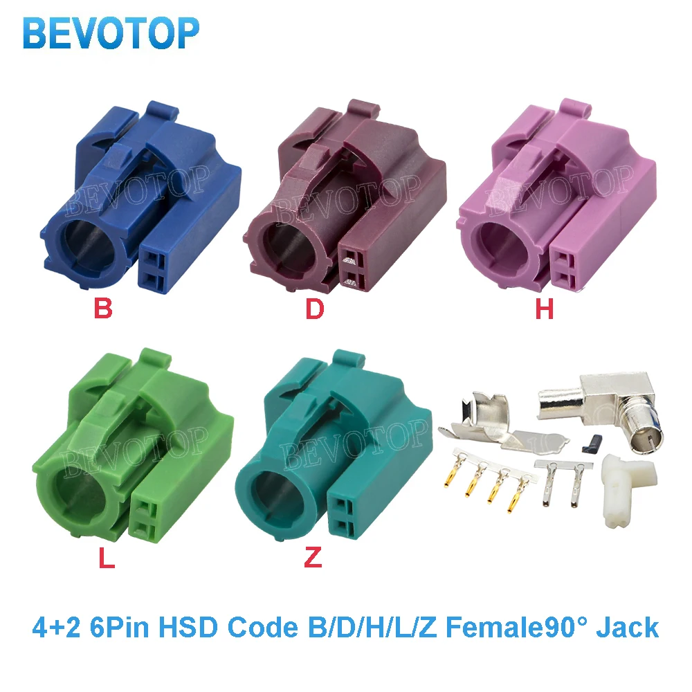 10PCS 4+2 6Pin HSD Connector Code B/D/H/L/Z Right Angle 90° Female Jack LVDS Connector for Dacar 535 4-Core Cable