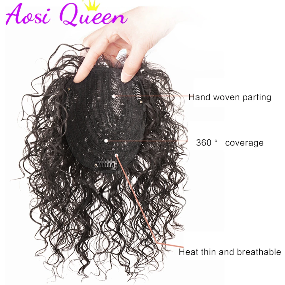 AOSI Synthetic Wig Piece Feminine Style Medium Split Short Curly Hair Natural Fluffy Corn Beard Wool Curled Wig Piece