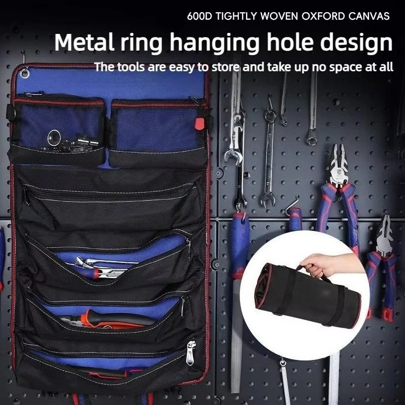 JINLIRoll-Up Tool Bag Oxford Multi-Tool Organizer All-in-One Detachable Storage for Electricians