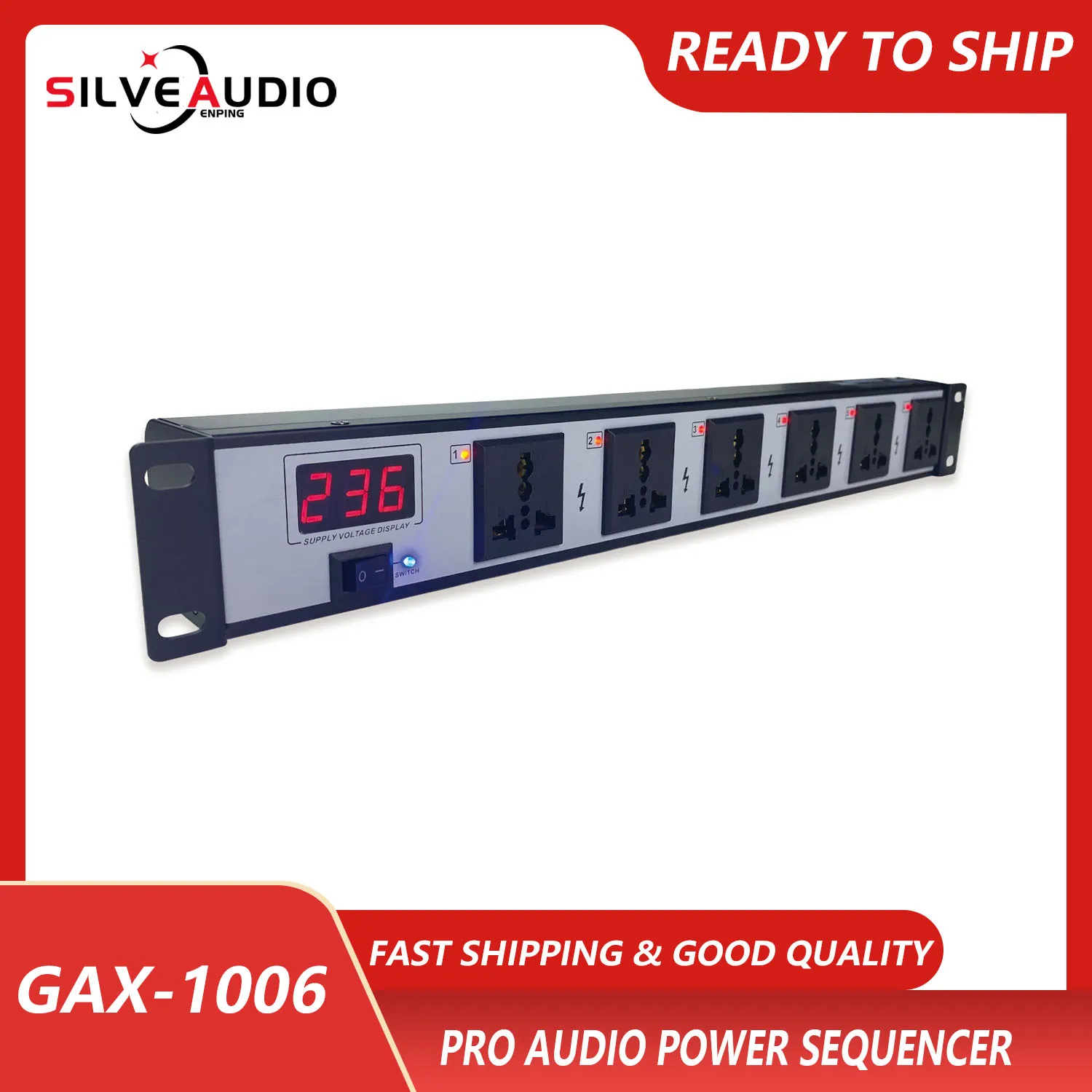 

GAX-1006 Professional 6 channel audio power sequencer controller sound system for church withLED Display