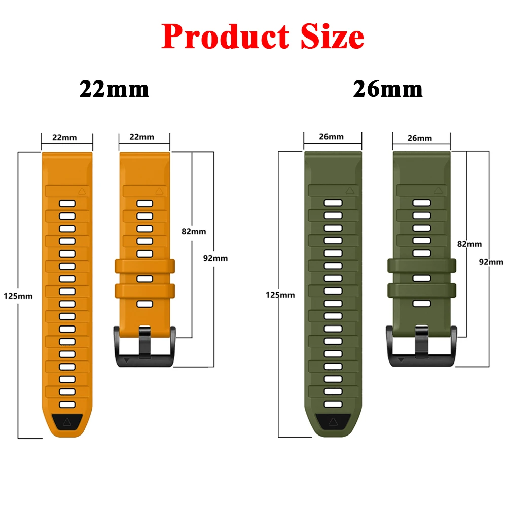 22 26mm Soft Silicone Quick Release Straps For Garmin Fenix 8 47mm 51mm/Fenix 7 7X Pro/Fenix 6X 6 Pro/Fenix 5 5XPlus Watch Bands