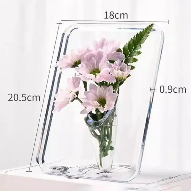 1Pc Frame Flower Vase - Clear Acrylic Vase For Flowers, Modern Art Vases For Home Decor, Decorative Vases For Desktops Bookshelf