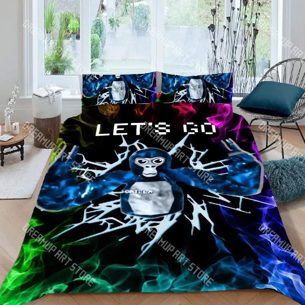 3D Printed Novelty Cool Gorilla Game Tag Bedding Set for Boys Girls Duvet Cover Twin Queen King Full Single Double Sizes