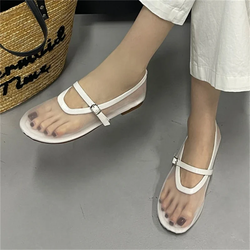 

Eilyken Cosy Breathable Holes Mesh Round Toe Flat Heels Woman Sandals Fashion Summer Buckle Strap Casual Mules Shoes