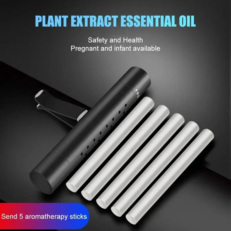 

New Car Fragrance Custom Vent Clip Cylindrical Essential Oil Car Diffuser Vent Clip with 5 Refill Sticks for Auto Office Kitchen